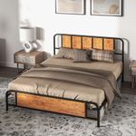 King Size Bed Frame with Footboard and Under Bed Storage 160 x 207cm Brown
