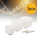3 Pcs Frosted Quartz Crystal Singing Bowls 8/10/12 Inch White With Cases