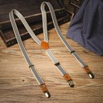 2cm Adult Mens Non-slip Trouser Suspenders Elastic Stretch Stripe 3 Clips Braces