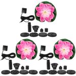 Set of 3 Lotus-Style Floating Pond Fountains USB Rechargeable Durable Pink Pe