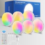 Homelist Motion Sensor Lights Indoor, Rechargeable RGB Puck Lights, 6 Pack