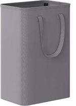50L Laundry Basket Slim Grey Handles Foldable Clothes Bin For Bedroom & Laundry