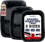 Samuel Groves 3 pcs Enamel Roasting Tin Tray Set Roaster Large Medium and Small