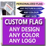 CUSTOM PRINTED PERSONALISED FLAG /FESTIVAL  BANNER | ANY SIZE | ANY DESIGN-Free