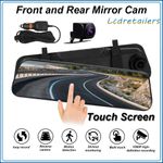 10'' 1080P Mirror Dash Cam Touch Screen Front and Rearview Car Camera Recorder