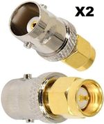 2x BNC Female Jack To SMA Male to BNC - Female Adapter Connector - UK Seller 