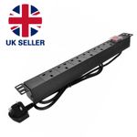 1U 6 Way 13A PDU 19 Inch Rack Switch Horizontal Mount Power Distribution Unit~