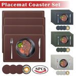 8pcs PU Leather Coaster Placemat Dining Table Heat insulation Mat Oilproof