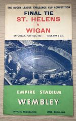 RUGBY LEAGUE PROGRAMME CHALLENGE CUP FINAL ST HELENS v WIGAN 1961