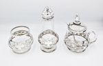 FINE STERLING SILVER OVERLAID GLASS CRUET SET Birmingham 1925