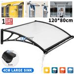 120×80cm Door Canopy Awning Porch Back Front Rain Roof Shelter Cover Outdoor