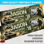 Army Military Birthday Banner Personalised Any Name Party Banners Girls Boys