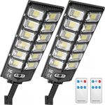 2 Pack Commercial Solar Street Lights Outdoor Motion Sensor Flood Security Lamp
