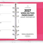 2027 Week on two pages diary refill insert | fits Filofax Personal organiser