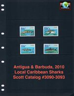 $10.50 Scott Value - 2010 ANTIGUA Sharks Caribbean Sea CV MNH NH UMM