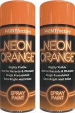 2 x 200ml Orange Neon Spray Paint All Purpose Matt Finish interior exterior