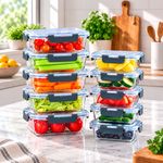 Neo Glass Food Storage Containers Set Snap Lock Lids Meal Prep 7 10 12 15 PC