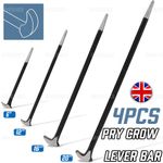 4pc Heel Pry Crow Lever Bar Set Wrecking Puller Tool 6" 12" 16" 20" Bars
