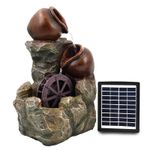 Solar Water Fountain LED Cartwheel Solar Water Feature Home Garden Decoration