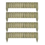 4x Wooden Garden Border Fence Fixed Picket Log Roll Lawn Edging Landscape Panels