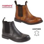 Kids Roamers Leather Chelsea Dealer Gusset Brogue Pull On Ankle Boots Childrens