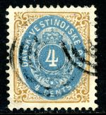 Danish West Indies 1874 DWI 4¢ Brown & Dull Blue Scott #18 VFU U640