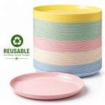 Reusable Colourful Plastic Plates Durable Washable Everyday Dining Tableware Set