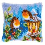Vervaco Latch Hook Kit: Cushion: Robins with Christmas