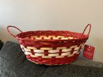 Bnwt Bamboo Wicker Hamper With Handles Retail Display Tray Bread Basket