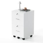 2-Drawer Office File Cabinet, Lockable Filing Cabinet for A4 Letter, White