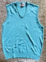 Vintage 1980’s Aqua Robert Bruce V-neck Sleeveless Sweater Vest In AAA Condition