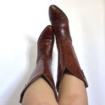 ACME Vintage 70s stunning red leather boots with colorful embroidered design