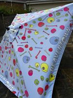 Beavertown Square Beach Parasol Skull Pattern Multicolour Fabric Black Pole