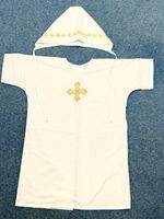 Baby Christening Baptism Set 6 Piece White & Gold Embroidered Gown Bonnet Towel