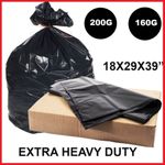 BLACK HEAVY DUTY BIN LINERS BAGS RUBBISH WASTE REFUSE SACKS 200G 160G STRONG