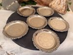 Vintage Scalloped Edged Engraved Silver Plated Wine Or Drinks Coasters Set of 6