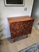 Swoon Solid Acacia Sideboard / Drinks Cabinet – Geometric Carved Doors