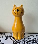 Mustard Yellow Ceramic Cat, Mountable Wall Decoration/Flower Vase