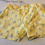 Scalpers Men's Skull Print Yellow/Blue Swim Shorts Drawstring Mesh Lined L