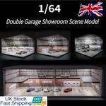Diorama 1/64 Car Parking Lot Model LED Lights Double Garage Showroom Scene Model