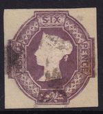 GB QV EMBOSSED SG.60wi 6d Purple Wmk INVERTED Very fine used 4 margins