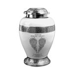 Adult Cremation Ashes Urn Large Funeral Memorial Urn White Angel Wings Engraved