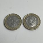 Spain Espana 2002, 1 Euro coin x2, Stamped M, Rare