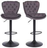 2 x Grey Velvet Bar Stools Breakfast Kitchen Bar  Plush grey velvet,