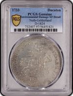 1733 Netherlands Gelderland Vliegenhart Ducaton Silver Rider PCGS XF Sea Salvage