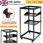 12U/15U/20U 4 Post Open Frame Server Rack Network Enclosure with Metal Wheels