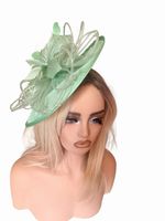 Light Green 32cm Hatinator With Clip And Headband Wedding Races New