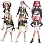 Kids Girls KPop Demon Hunters Costume Rumi Zoey Cosplay Fancy Dress Wigs Outfits
