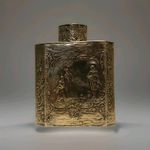 Antique Silver Tea Caddy with Detailed 3-D Relief Scenes