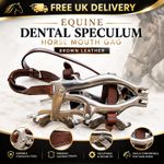 HORSE MOUTH GAG EQUINE DENTAL SPECULUM BROWN LEATHER STAINLESS STEEL SPARE BITS